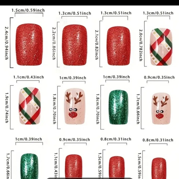 96pcs Short Square Christmas Wearable Nails - Picture 5 of 9